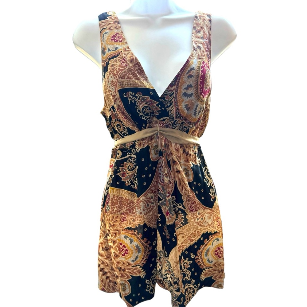 100% Silk Vintage Whimsigoth Boho Paisley Medium Gala Top - Picture 6 of 14